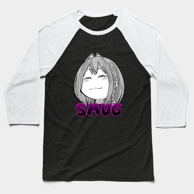 Waifu Smug Funny Anime Girl Baseball T-Shirt by Dokey4Artist